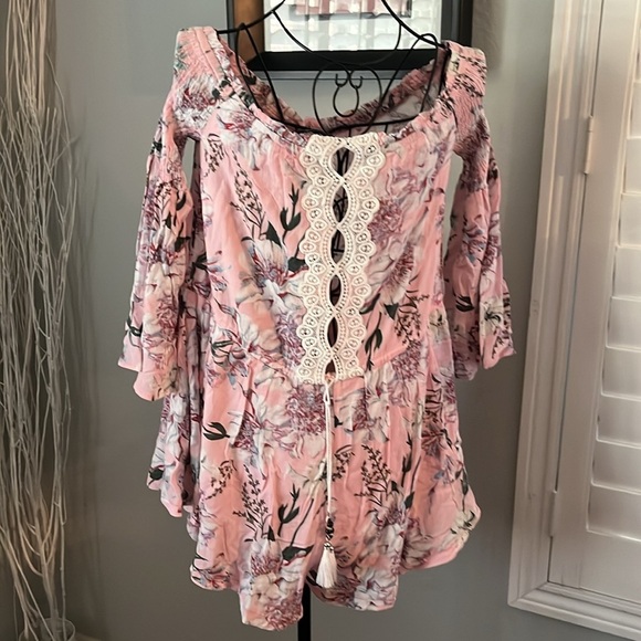 NWT Scrappy Koko 100% cotton romper Lace Off Shoulder Sz Small Women - Picture 5 of 10